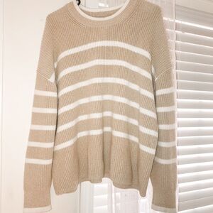 Striped Beige and White Sweater